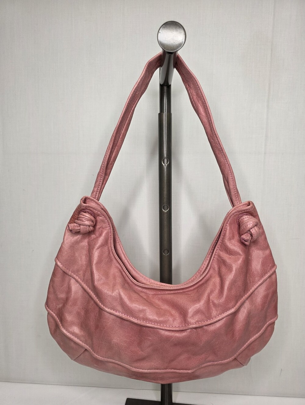 HOBO International Pink Leather Shoulder Bag Slouchy Crescent Hobo Purse